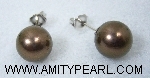 Silver 925 earrings - Shell pearl (brown color) 10.5mm.jpg